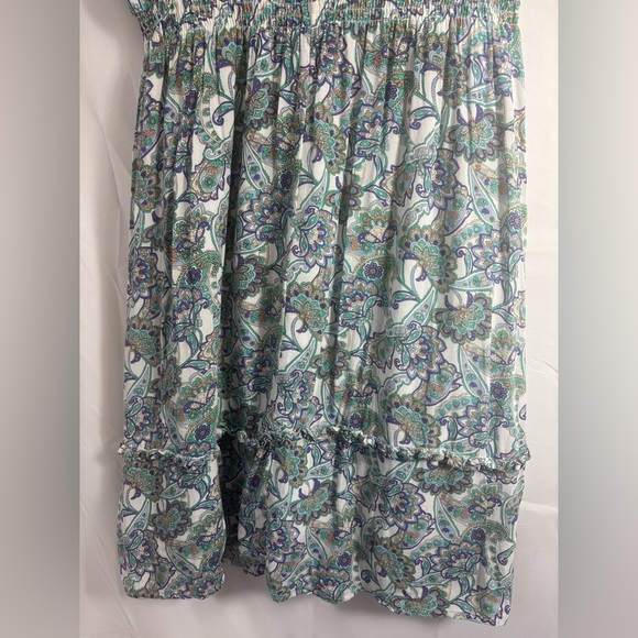 Blue Paisley Cream Lace Cottagecore Retro Boho Midi Dress Women’s Size L - Picture 12 of 15